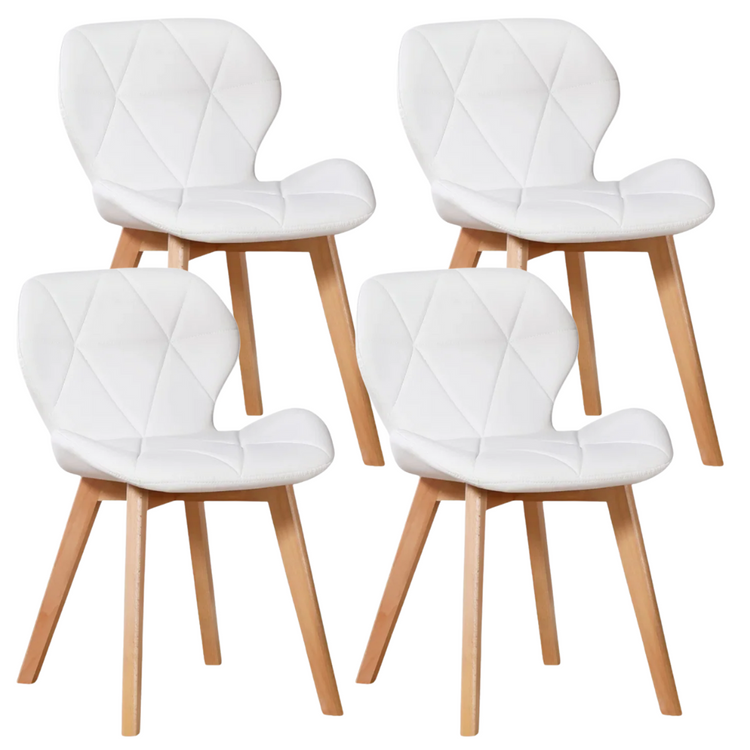 Pack 4 Sillón Rubik Blanco | Ecocuero & Madera
