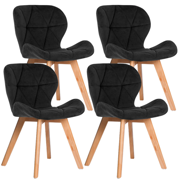 Pack 4 Sillón Rubik Negro | Velvet & Madera