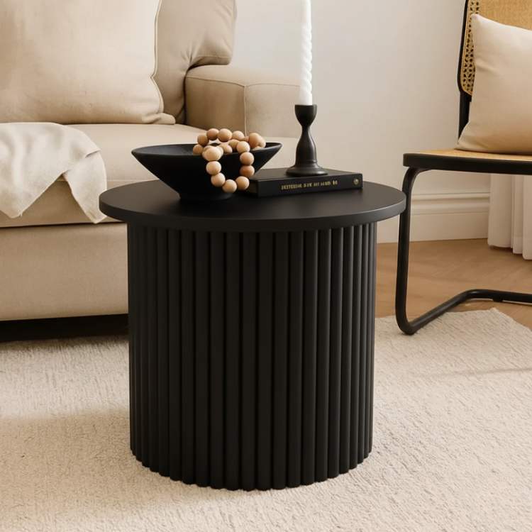 Mesa Auxiliar Redonda Karla D40 cm | Madera Negra