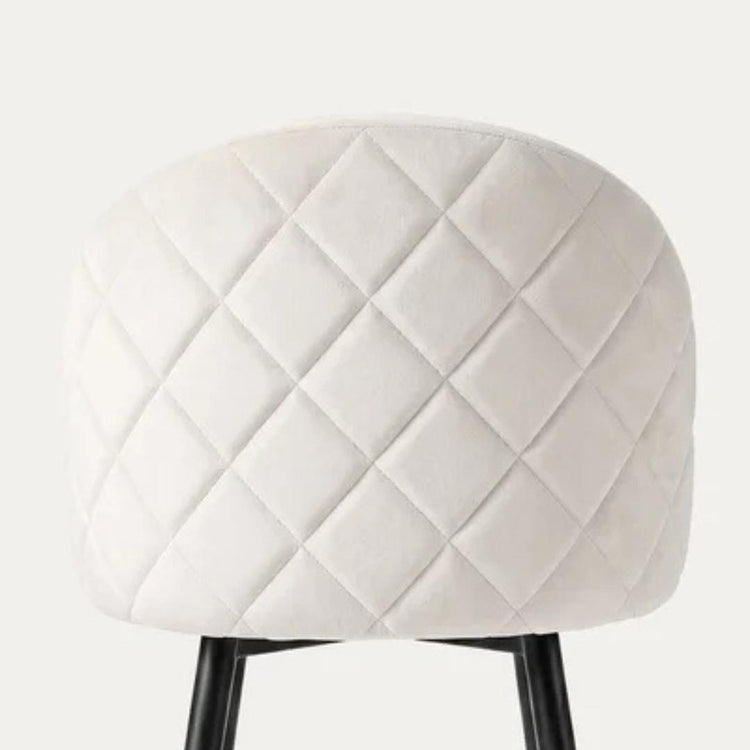 Silla Eloina | Tapizada Felpa Beige | Patas Acero Negro