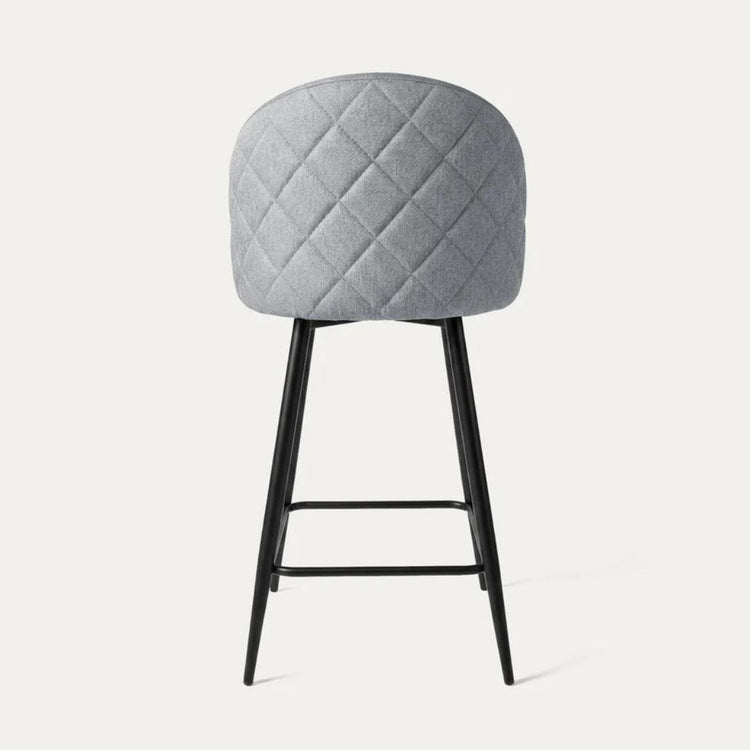 Taburete de Bar Eloina 65 cm | Lino Gris y Acero Negro