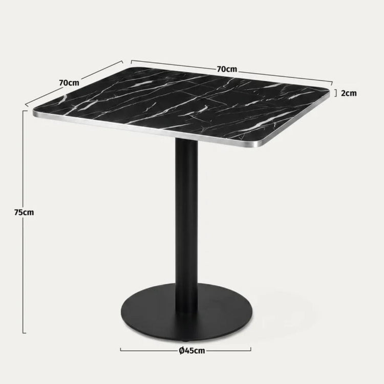 Mesa Cuadrada Roma Negro 70x70cm | Efecto Mármol