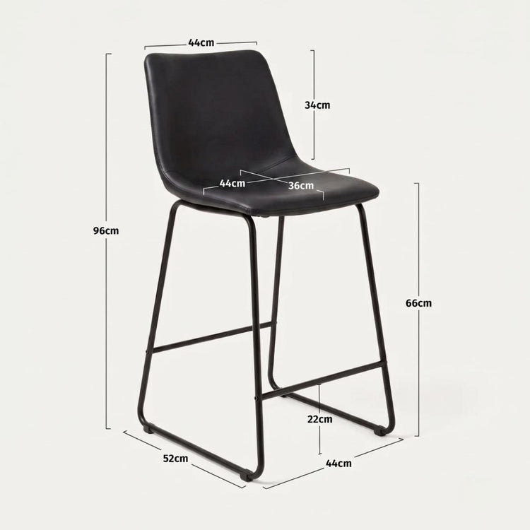 Pack 2 Taburetes de Bar Toscana 66cm | Cuero Sintético Negro y Metal
