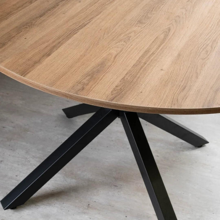 Mesa Redonda 100cm Equiz | Cubierta Madera | Base X Negro