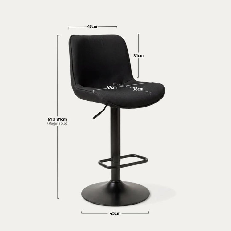 Taburetes Bar Roman Negro | Altura Regulable