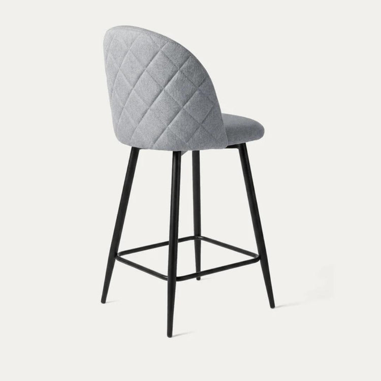 Taburete de Bar Eloina 65 cm | Lino Gris y Acero Negro