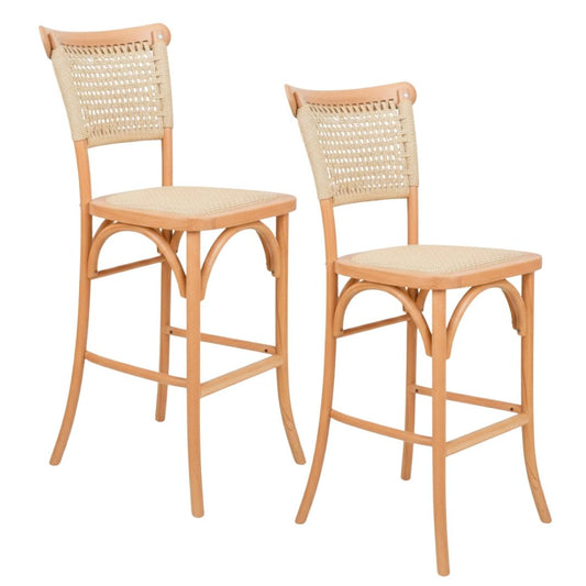 Pack 2 Taburete Tango Wood 66cm | Rattan & Cuerda