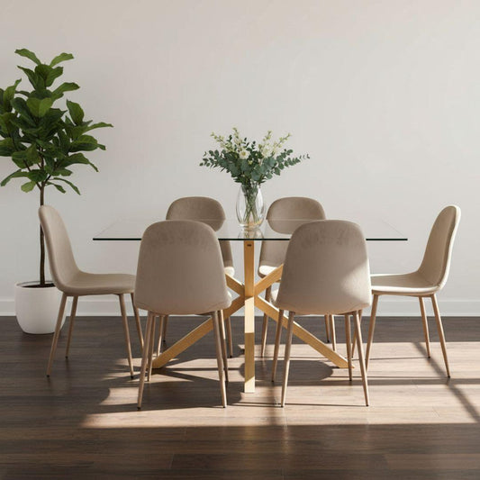 Comedor Mesa Rectangular Greta 160x90 + 6 Sillas Isy Arena