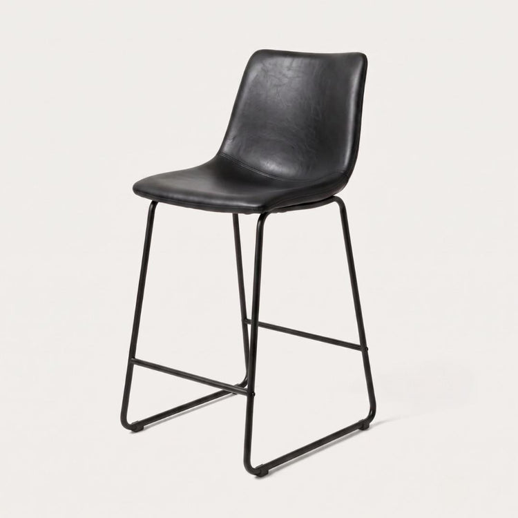 Pack 2 Taburetes de Bar Toscana 66cm | Cuero Sintético Negro y Metal
