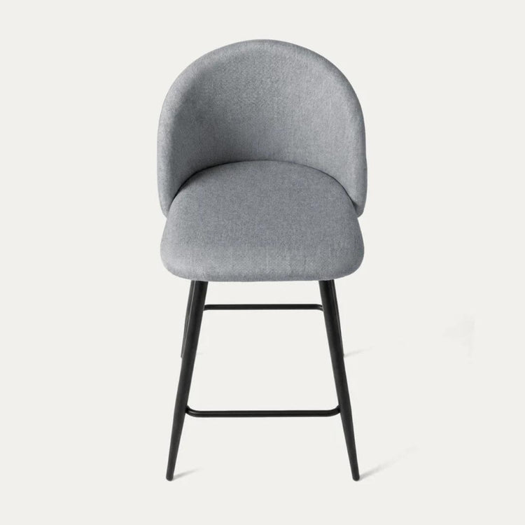 Taburete de Bar Eloina 65 cm | Lino Gris y Acero Negro
