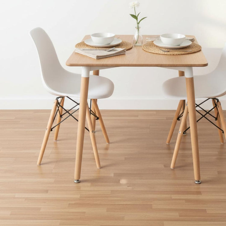 Comedor Mesa Aroa Wood 80x80 cm + 2 Sillas Eames Blanca