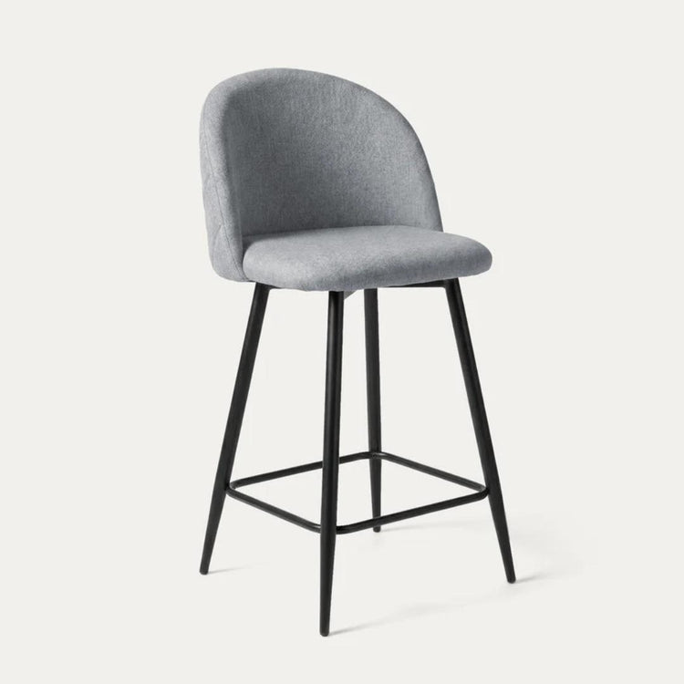 Taburete de Bar Eloina 65 cm | Lino Gris y Acero Negro