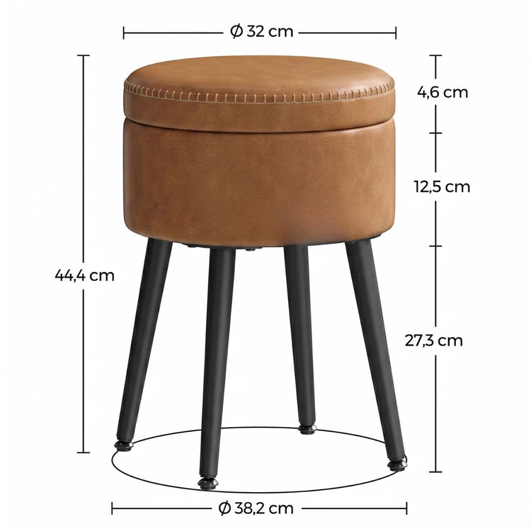 Silla Taburete Auxiliar Eleonor 45 cm | Tapizado Café