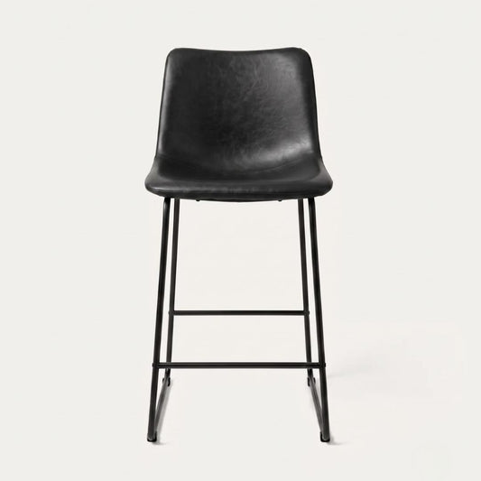 Taburete Toscana de 66cm | Cuero Sintético Negro y Base de Metal