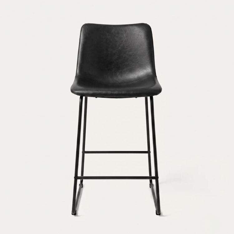 Pack 2 Taburetes de Bar Toscana 66cm | Cuero Sintético Negro y Metal