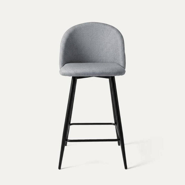 Taburete de Bar Eloina 65 cm | Lino Gris y Acero Negro