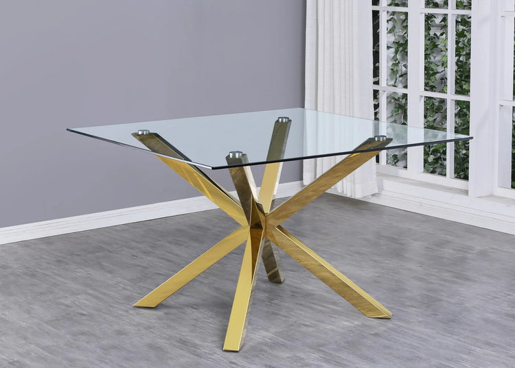 Mesa Cuadrada 100x100 Erika | Vidrio Templado | Dorado