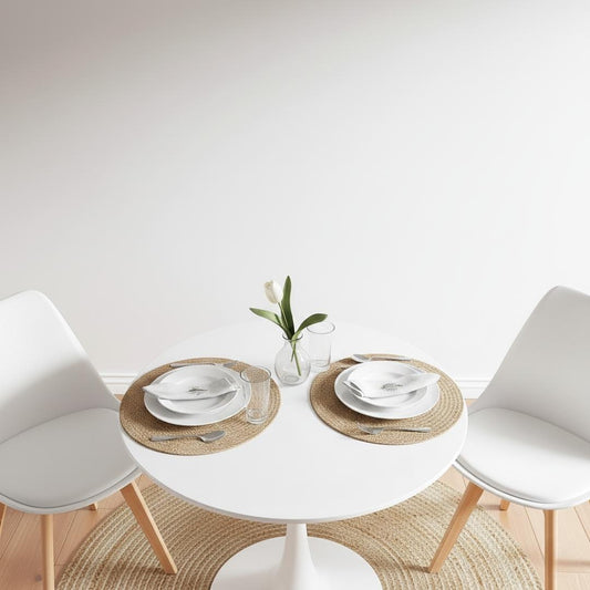 Comedor Mesa Tulip Blanca 80cm + 2 Sillas Tulip Blanca