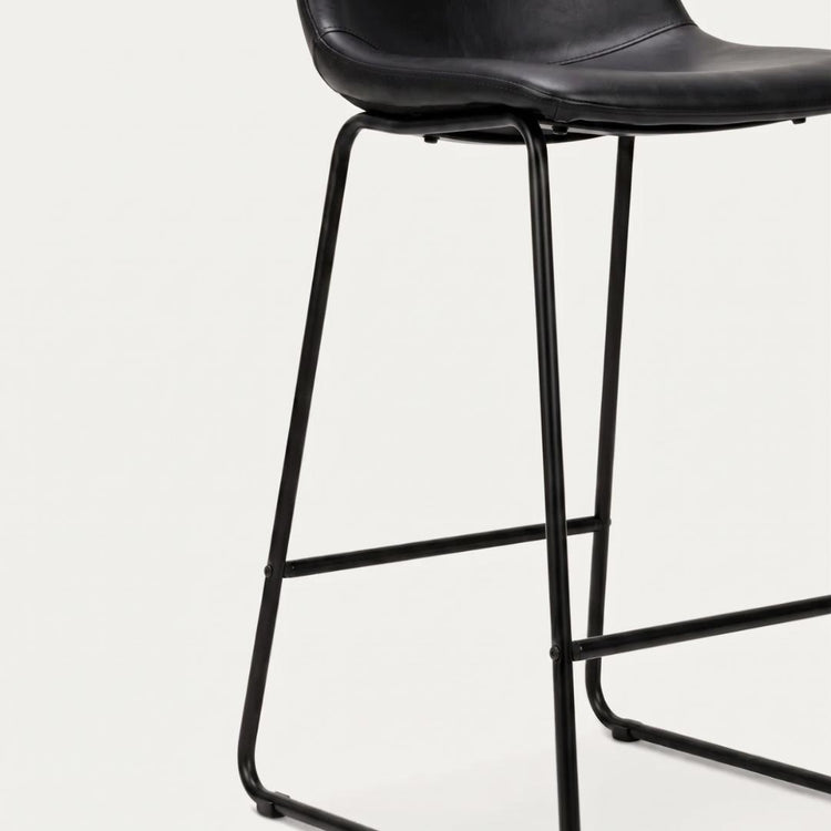 Pack 2 Taburetes de Bar Toscana 66cm | Cuero Sintético Negro y Metal