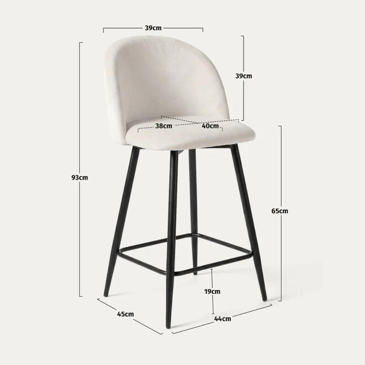 Taburete de Bar Eloina 65cm | Felpa Beige y Pata Negra