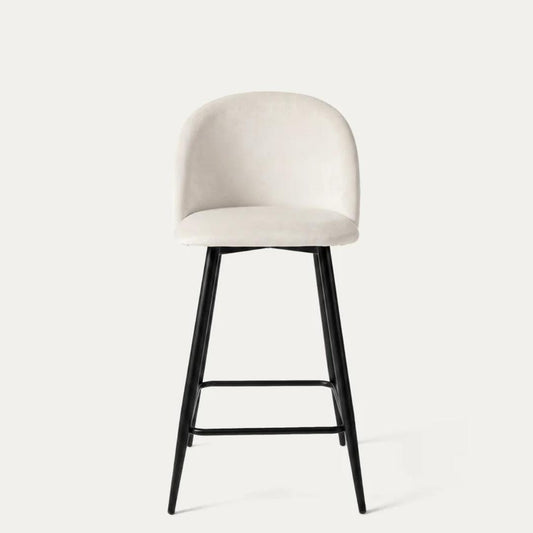 Taburete de Bar Eloina 65cm | Felpa Beige y Pata Negra