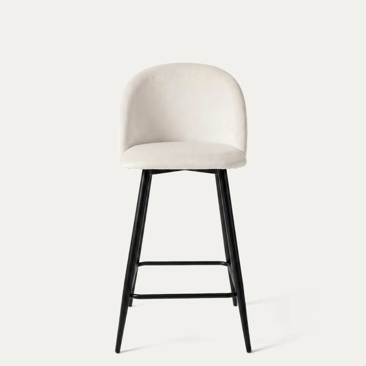 Taburete de Bar Eloina 65cm | Felpa Beige y Pata Negra