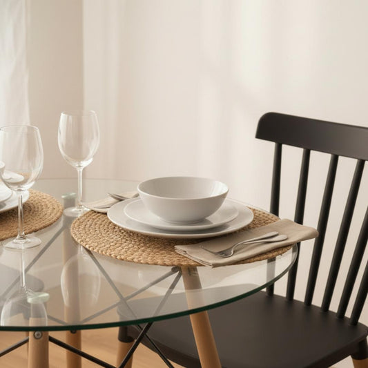 Comedor Mesa Elida 80 cm + 2 Sillas Windsor Negro