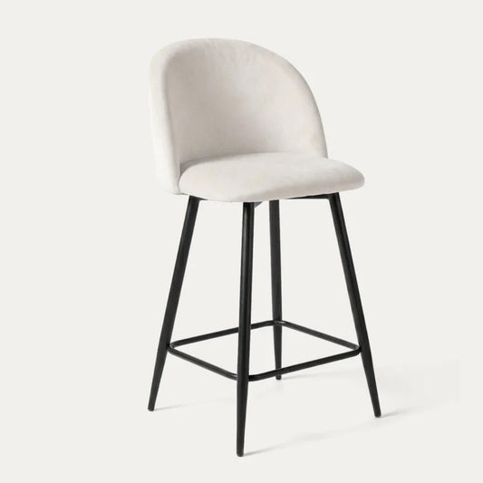 Taburete de Bar Eloina 65cm | Felpa Beige y Pata Negra