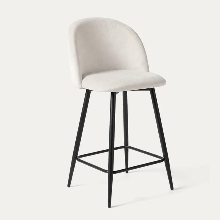 Taburete de Bar Eloina 65cm | Felpa Beige y Pata Negra