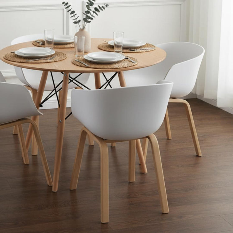 Comedor Redondo Shanna 80 cm + 4 Sillas Casper Blanco