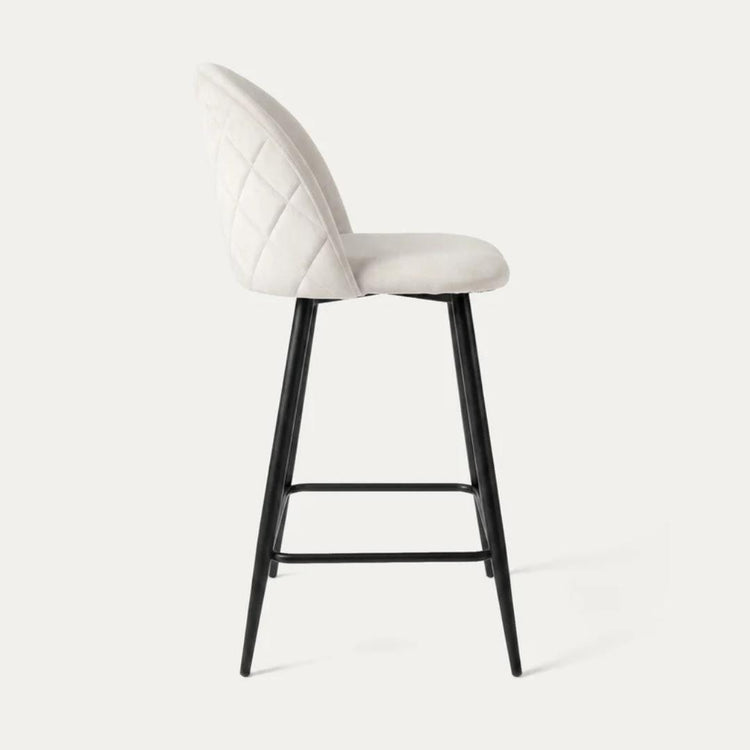 Taburete de Bar Eloina 65cm | Felpa Beige y Pata Negra