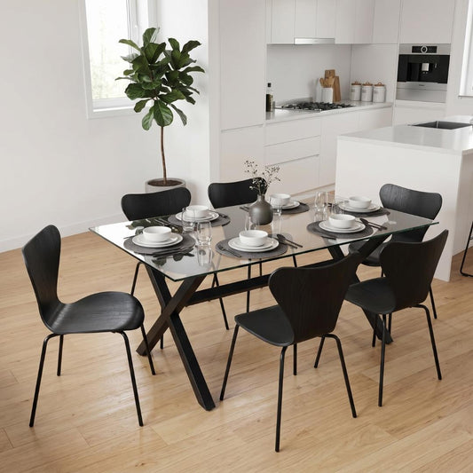 Comedor Mesa Xinia Negro 160x90 cm + 6 Silla Fritz Negro