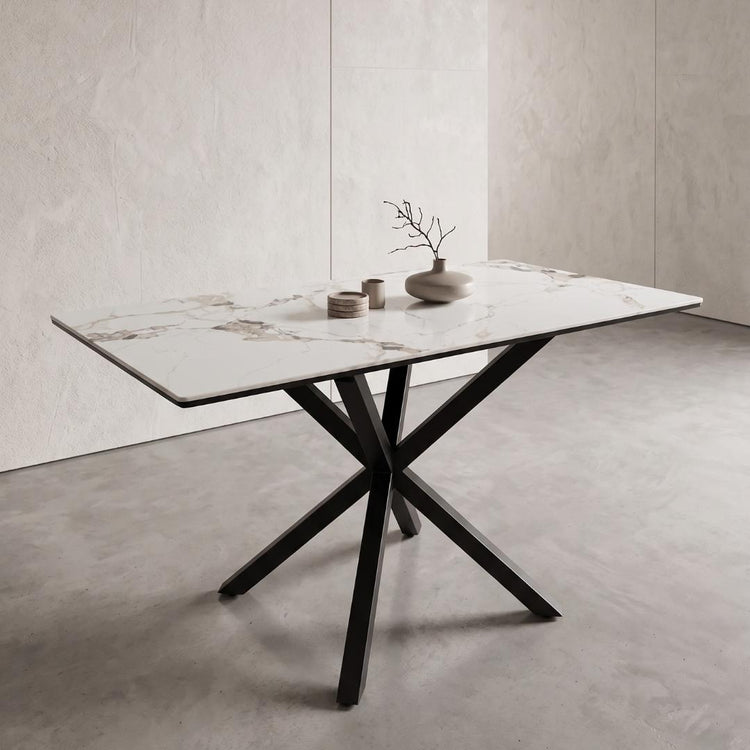 Mesa Rectangular Greta Piedra 140x80 | Efecto Mármol