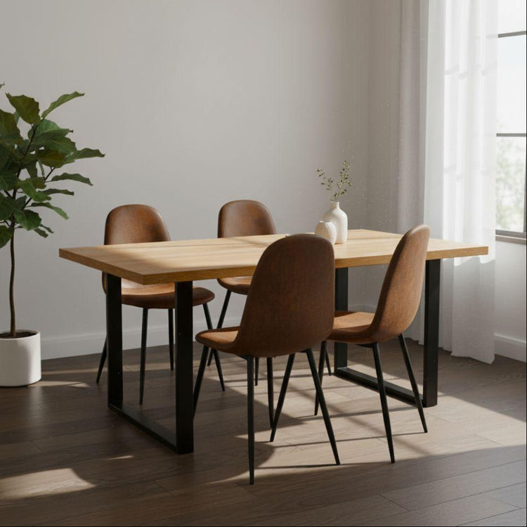 Comedor Mesa Rectangular Ámbar 140x90 + 4 Sillas Isidora