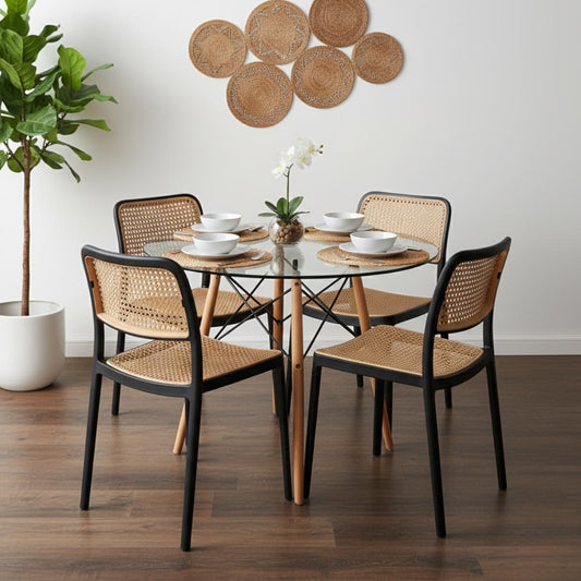 Comedor Mesa Redonda Elida 80cm + 4 Sillas Feronia