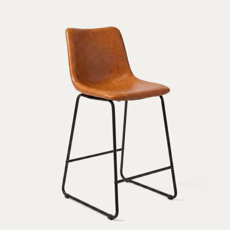 Taburete Toscana de 66cm | Cuero Sintético Camel y Base de Metal