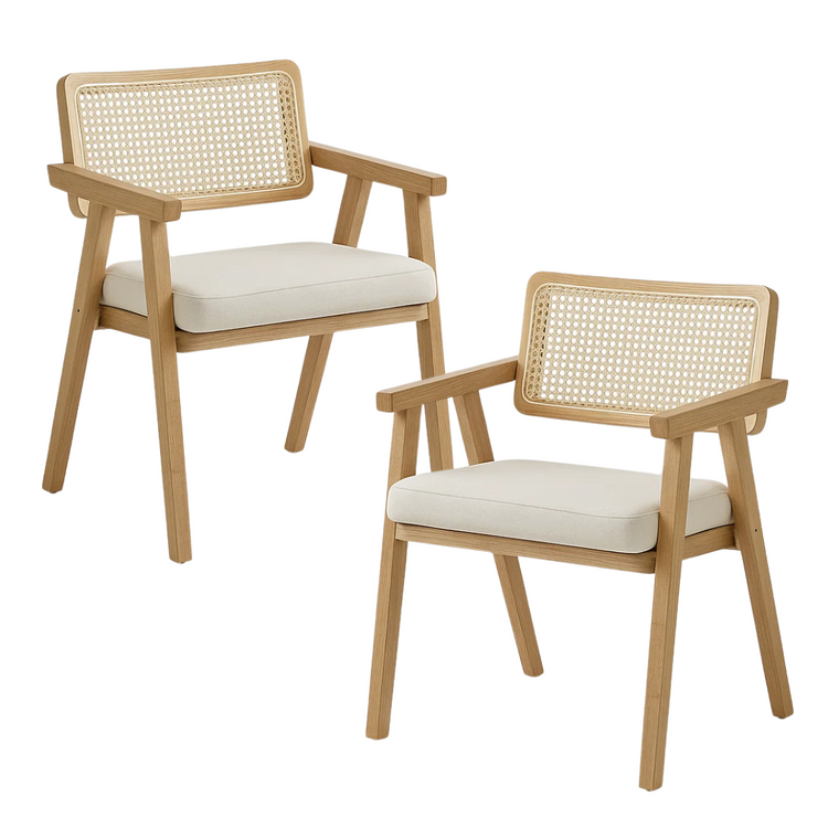 Pack 2 Butaca Sitial Capitol Acolchado de Rattan Natural