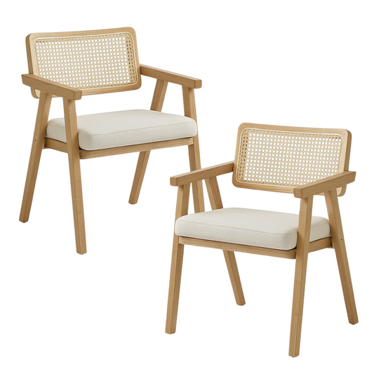 Pack 2 Butaca Sitial Capitol Acolchado de Rattan Natural