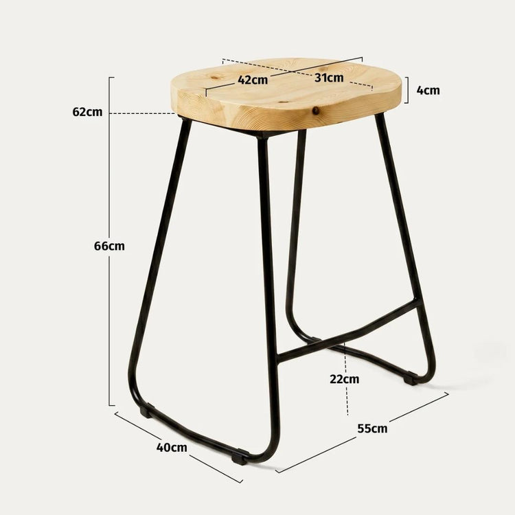 Taburete Piso Virginia 66 cm | Madera & Metal