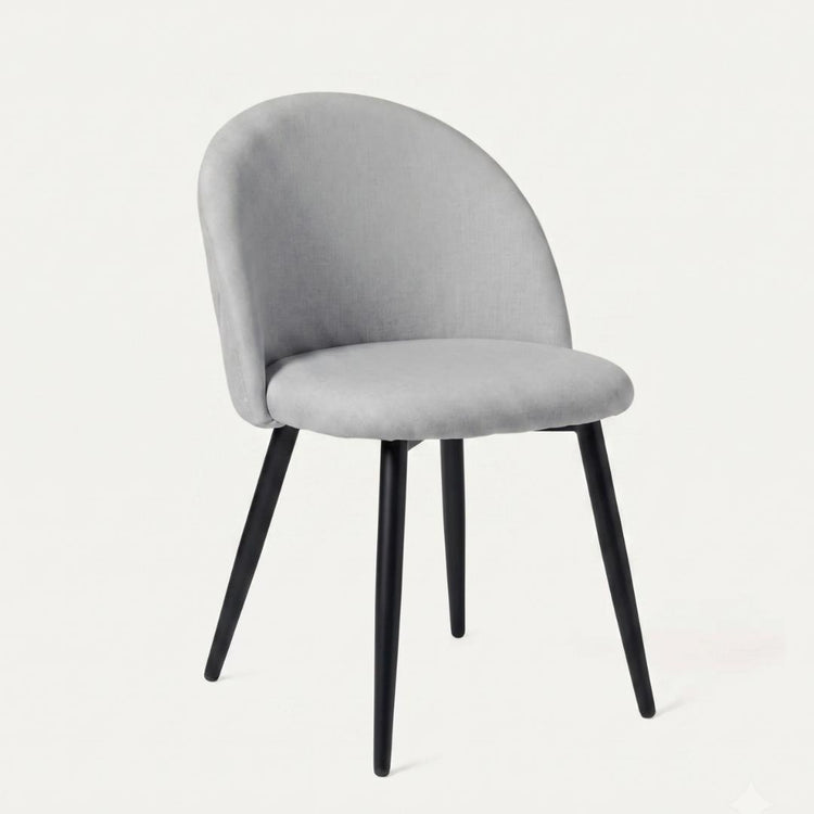 Silla Eloina | Tapizada Lino Gris | Patas Acero Negro