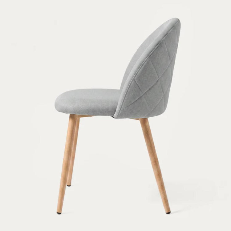 Silla Eloina | Tapizada Lino Gris & Patas de Acero