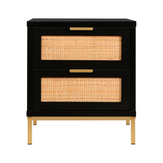 Velador Matilde Negro | Diseño Minimalista | 2 Cajones