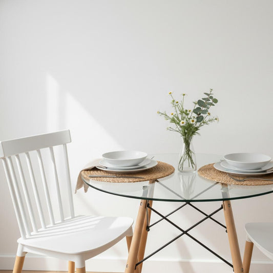 Comedor Mesa Elida 80 cm + 2 Sillas Windsor Blanco