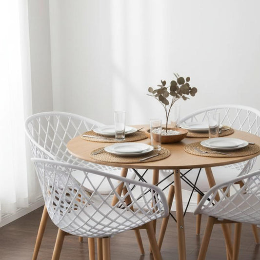 Comedor Mesa Shanna 80 cm + 4 Sillas Camper Blanca