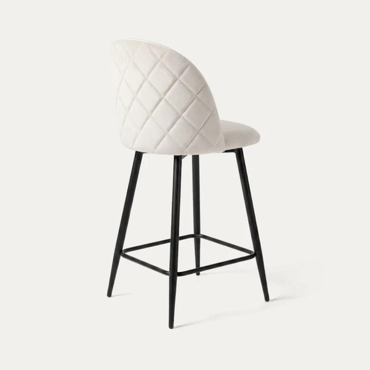 Taburete de Bar Eloina 65cm | Felpa Beige y Pata Negra