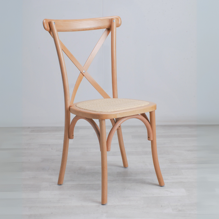 Pack 4 Silla Crossback Madera & Rattan | Natural
