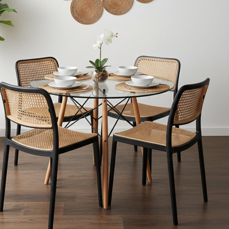 Comedor Mesa Redonda Elida 80cm + 4 Sillas Feronia