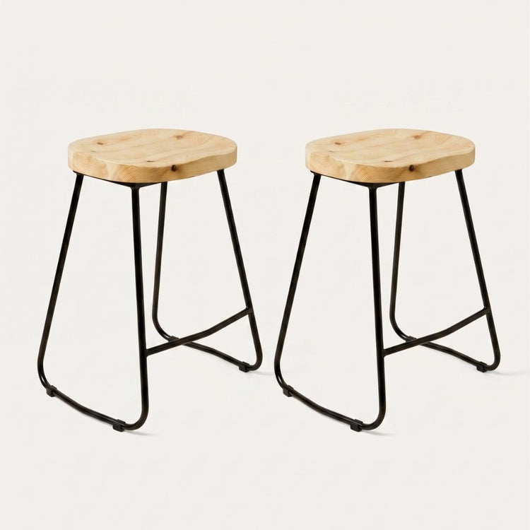 Pack 2 Taburete Piso Virginia 66 cm | Madera & Metal