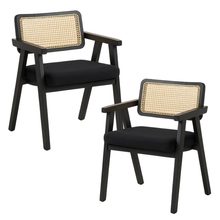Pack 2 Butaca Sitial Capitol Acolchado de Rattan Negro