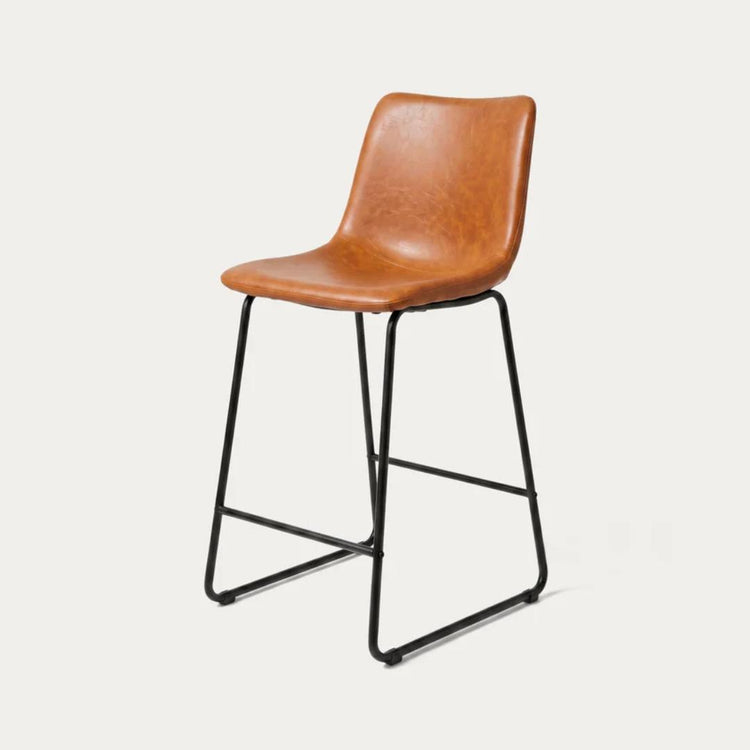 Taburete Toscana de 66cm | Cuero Sintético Camel y Base de Metal